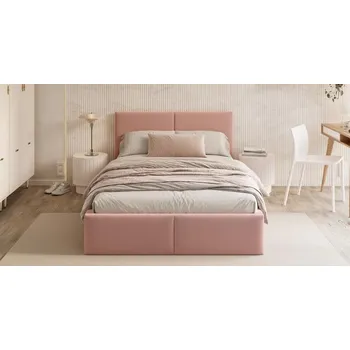 Postel Čalouněná postel FRESIA 90x200 s kovovým zdvižným roštem RŮŽOVÁ TRINITY