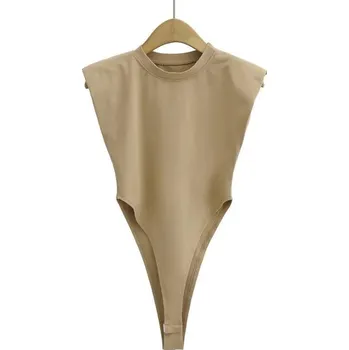 Best Fashion Dámský přiléhavý bezrukávový body top Velikost: L, Barva (Varianta): Khaki