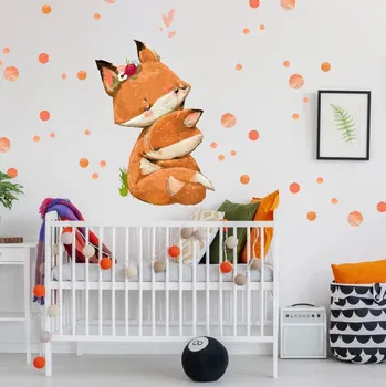 Samolepící dekorace Inspio Nálepky na zeď - Lišky v objetí