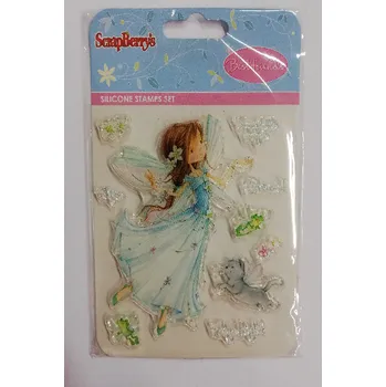 Dětské razítko Razítko transparentní - 10 x 11 cm - Víla v modrém