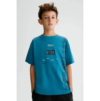 Dětské bavlněné tričko Mayoral 6034.7E.Junior.PPY2 tyrkysová 69X, vel. 152