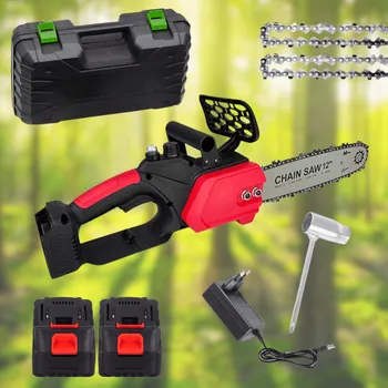 Motorová pila AKU Řetězová ruční pila 12″ + 2 baterie + 2 řetězy