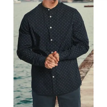 Pánská móda Sinsay - Košile s dlouhým rukávem - námořnická modrá - 086EV-59X - 086EV-59X-2XL