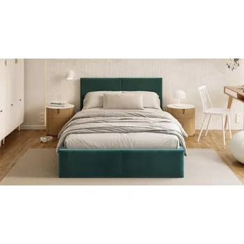 Postel Čalouněná postel AMBER 90x200 Tyrkysová Trinity dřevěný rošt