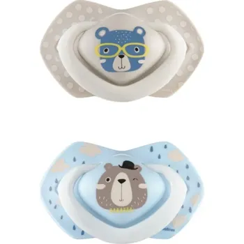 Canpol Babies 2 ks symetrických silikonových dudlíků, +18m, Bonjour Paris, šedá/modrá