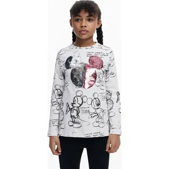 Dětské bavlněné tričko s dlouhým rukávem Desigual 25WGTK25 bílá 00X, vel. 164