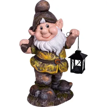Zahradní dekorace Dekorácia MagicHome Gecco, Trpaslík s lampášikom, magnesia, 25x20x45 cm