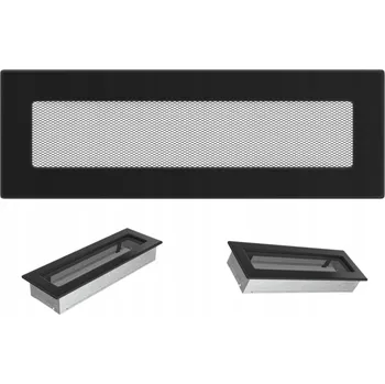 Větrací mřížka Ventilační mřížka do krbu KRATKI 11x32 černá s ozdobnou síťkou