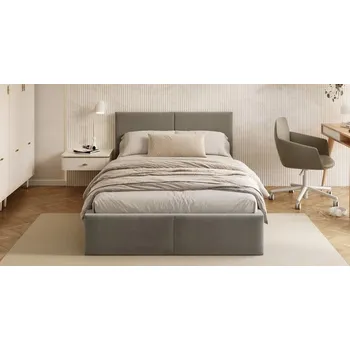 Postel Čalouněná postel AMBER 120x200 Šedá Trinity s úložným prostorem dřevěný rošt