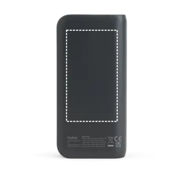 Powerbanka BECKER 20. Powerbanka 20 000 mAh z recyklovaného ABS (100% rABS) s 15W superrychlou bezdrátovou nabíječkou Sítotisk (plast, papír) (max. 3 barvy, 50 x 90mm) 1 barva 1 Horní část zadní strany