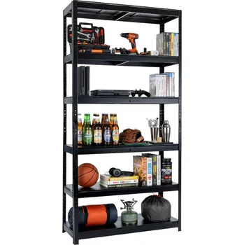 Dílenský regál Lakovaný celokovový regál Mamutex Standard 2200x1000x400 mm - 6 polic, nosnost 720 kg, černý