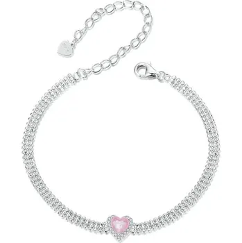 Náramek GRACE Silver Jewellery Stříbrný náramek se srdíčkem Gloria, stříbro 925/1000 NR-BSB167/30 Stříbrná 15 cm + 5 cm (prodloužení)