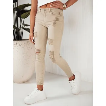 Dámské džíny Dámské džíny s vysokým pásem MOLI UY1870 Barva: Béžová, Velikost: L