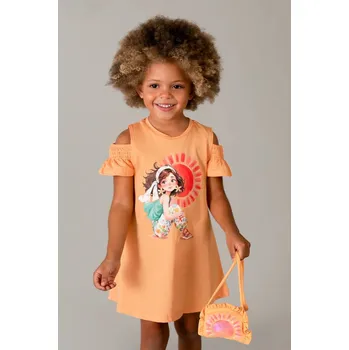 Dívčí šaty Dětské bavlněné šaty Mayoral 3941.6L.Mini.PPY2 oranžová 20X, vel. 128