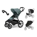 Akční set Thule Urban Glide 4-wheel s magnetickou přezkou Mid blue + pláštěnka + moskytiéra + madlo s originálním příslušenstvím THULE