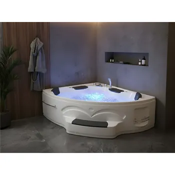 Vana Rohová vířivka bílá ABS 211 x 150 cm trojúhelníková hydromasážní trysky LED osvětlení moderní koupelna Beliani