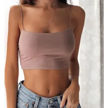 Best Fashion Dámský sexy crop top bez ramínek na léto Velikost: L, Barva (Varianta): Kahki