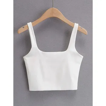 Best Fashion Krátké dámské letní tílko se čtvercovým výstřihem Velikost: L, Barva (Varianta): Bílá