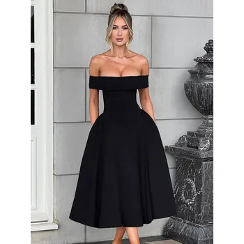 Dámské šaty Best Fashion Dámské elegantní přiléhavé midi šaty Velikost: L, Barva (Varianta): Černá