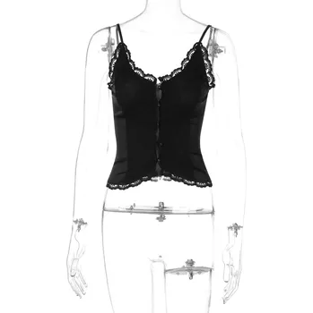 FIT FASHION Dámský krátký letní top s ramínky Velikost: S, Barva (Varianta): Černá