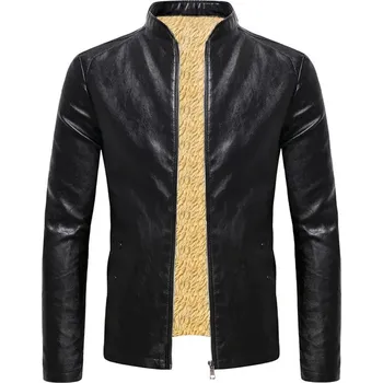 Moto bunda Best Fashion Zateplená pánská koženková bunda se stojáčkem Velikost: 4XL, Barva (Varianta): Černá