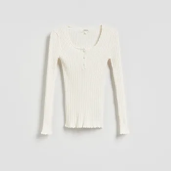 Dámský svetr Reserved - Svetr z&nbsp;viskózy - krémová - 505IY-01X - 505IY-01X-S