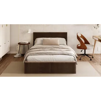 Postel Čalouněná postel AMBER 90x200 Hnědá Trinity s úložným prostorem dřevěný rošt