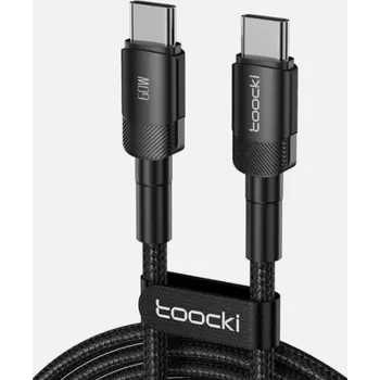Powerbanka Kabel pro powerbanky nabíjecí a datový pro rychlé nabíjení Toocki 60W USB-C na USB-C - délka 0,5 m - opletený - černý