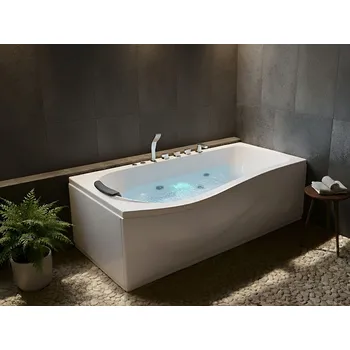 Rohová vířivka bílá ABS 170 x 90 cm obdélníková hydromasážní trysky LED osvětlení moderní koupelna Beliani