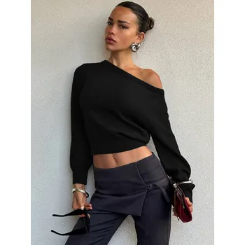 Dámský svetr Best Fashion Dámský svetr na jedno rameno přiléhavý střih Velikost: S, Barva (Varianta): Černá