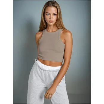 Dámské tričko Sinsay - Crop top - béžová - 319AI-08X - 319AI-08X-XXS