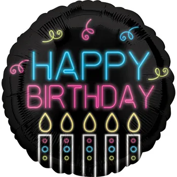 Balónek Amscan BALÓNEK fóliový Neon Birthday
