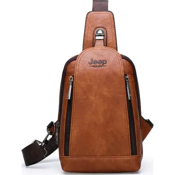 Sportovní batoh Kožený pánský bataoh na rameno messenger taška Barva: 881-Oranžová