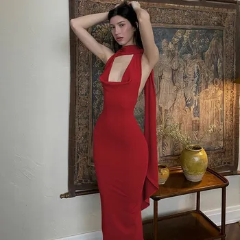 Dámské šaty Best Fashion Dámské dlouhé žebrované šaty bez rukávů Velikost: L, Barva (Varianta): Červená