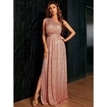 Dámské šaty Dámské společenské šaty LissCord LC1185 Barva: Růžovo-Zlatá, Velikost: L