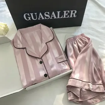 Best Fashion Dámské saténové pyžamo s košilí a kalhotami Velikost: 2XL, Barva (Varianta): 1 set Pink