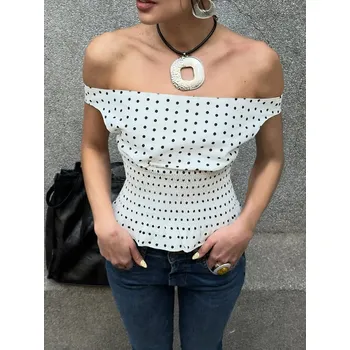 Dámské tričko Best Fashion Dámské přiléhavé tričko s odhalenými rameny Velikost: M, Barva (Varianta): Bílá