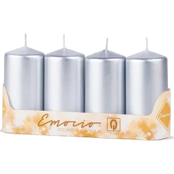 Emocio Válec 4ks 50x100mm Metal stříbrné, svíčky 4x145 gram 590 gram