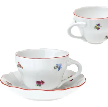 Český porcelán, Dubí Šapo (šálek s podšálkem) 120 ml A1+A/1 rakouská házenka s červenou linkou