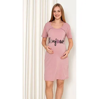 Těhotenské noční prádlo Kojicí noční košile 21302 Bonjour Pink