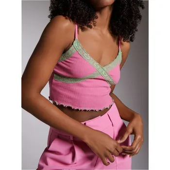 Oblečení a móda Sinsay - Košilka s krajkovým lemem - růžová - 8834J-30X - 8834J-30X-S