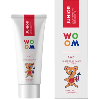 zubní pasta Woom Junior přírodní zubní pasta pro děti 6+ let Příchuť Cola 50 ml