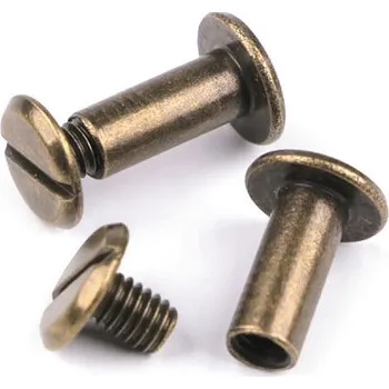 Knihařský šroub 12; 16; 20 a 25 mm, střední, 7 (12 mm) staromosaz
