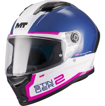 Helma na motorku MT Helmets Integrální helma na motorku MT Stinger 2 Core A8 modro-bílo-růžová S