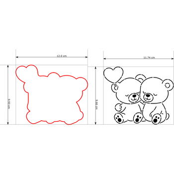 Vykrajovátko Naše Vykrajovátko Zamilovaní medvídci 2 - sada vykrajovátko + šablona Velikost: 12 cm Vykrajovátko