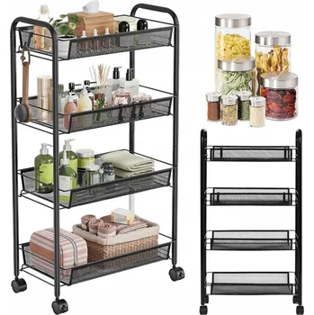 regál MOBILNÍ SKŘÍŇKA NA KOLEČKÁCH POLICE REGÁL 4 ÚROVNĚ DO DOMU KUCHYNĚ KOUPELNY