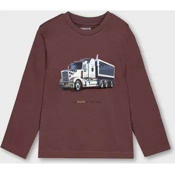 Dětské bavlněné tričko s dlouhým rukávem Mayoral 4085.5D.Mini.9BYA burgundské 93X, vel. 116