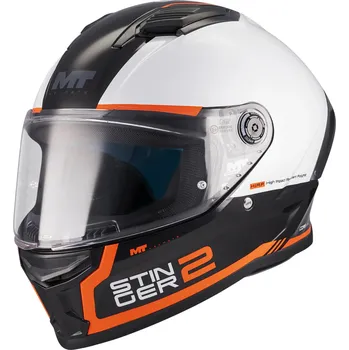 Auto-moto MT Helmets Integrální helma na motorku MT Stinger 2 Core B0 bílo-černo-oranžová XS