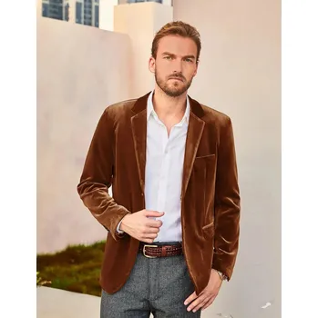 Pánské sako Best Fashion Pánské elegantní sametové sako pro společenské příležitosti Velikost: 3XL, Barva (Varianta): Khaki