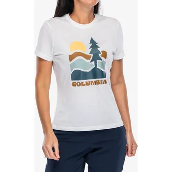 Dámské tričko s potiskem Columbia Ruby Springs Graphic Fitted S/S - white/get hiked